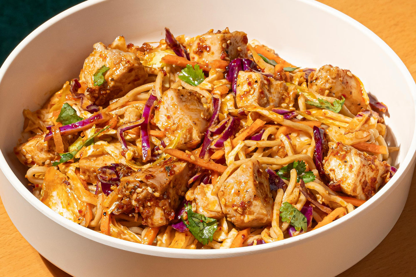 Chili Crisp Noodles with Sesame Chicken