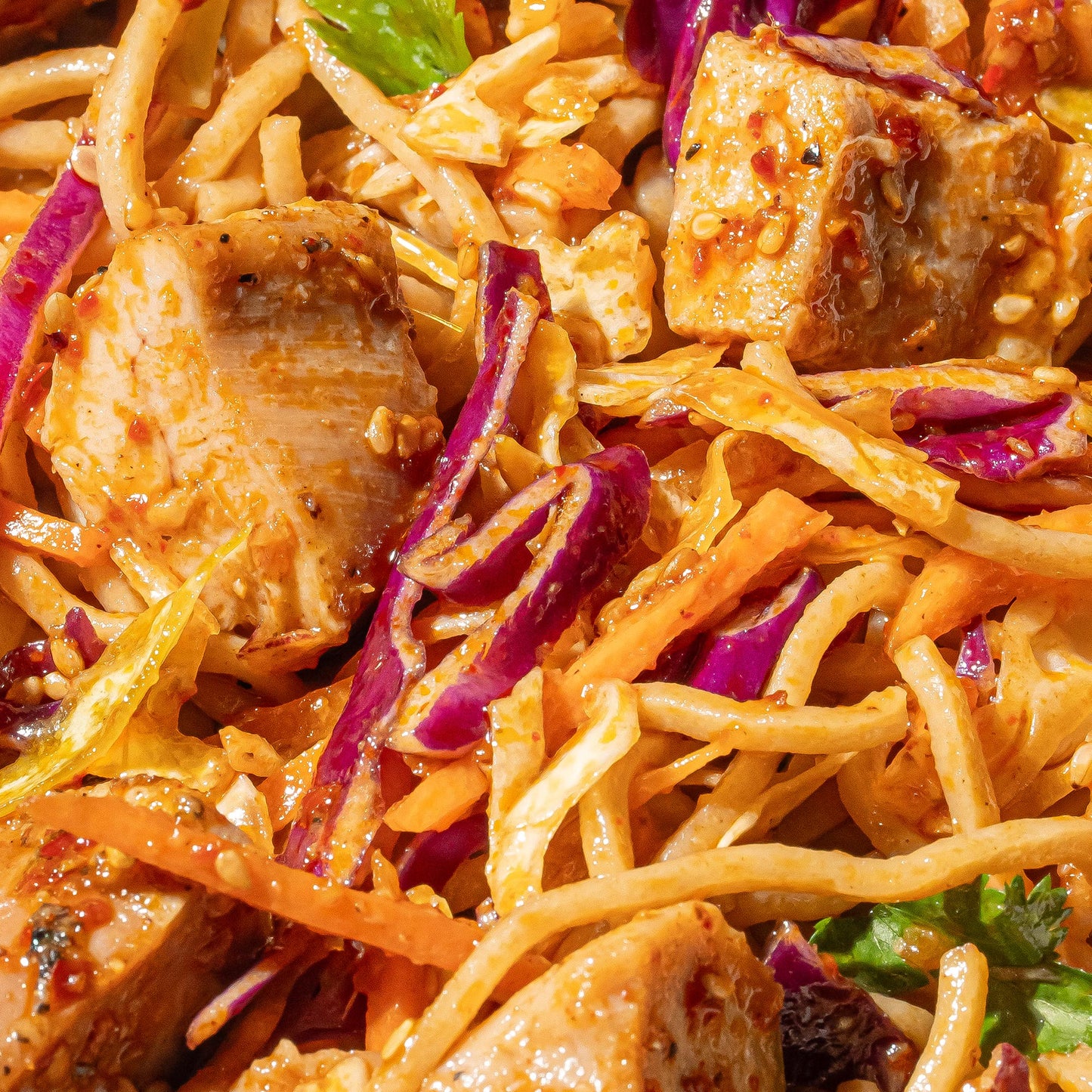 Chili Crisp Noodles with Sesame Chicken