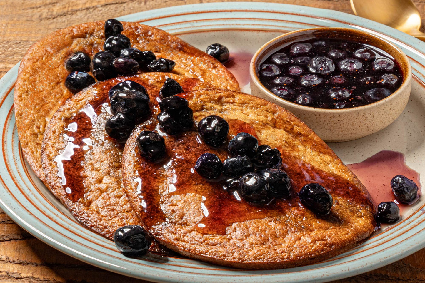 Oat Pancakes with Blueberry Maple Syrup