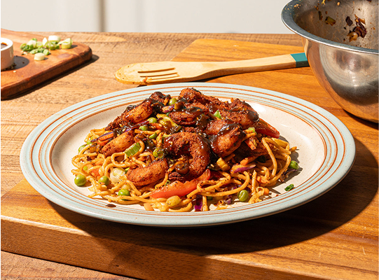 Get Keith’s Spicy Shrimp & Noodles recipe!